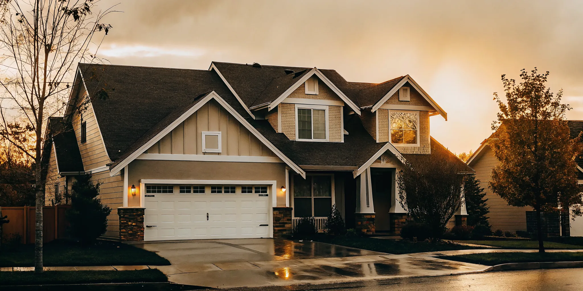 Modern Texas home with mortgage calculator overlay showing affordability metrics