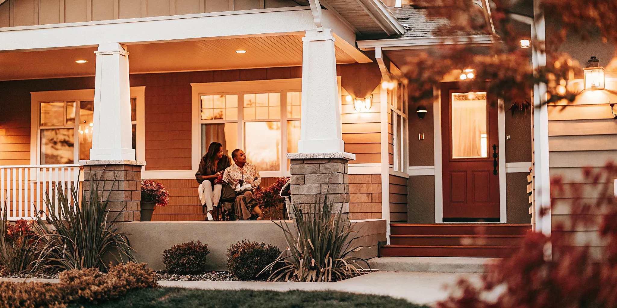 Modern suburban home with welcoming front porch, representing homeownership opportunities for non-traditional borrowers