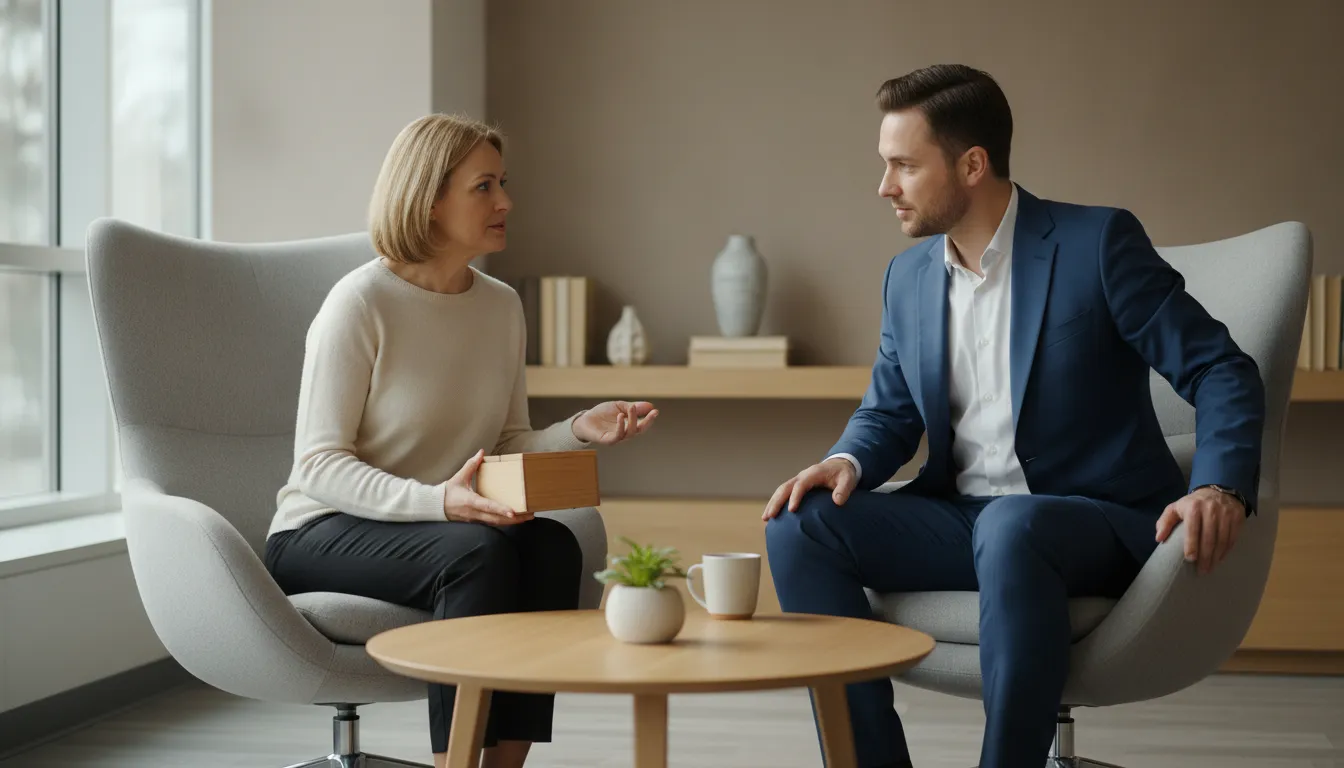 Surviving spouse speaking with a mortgage loan officer about VA home financing