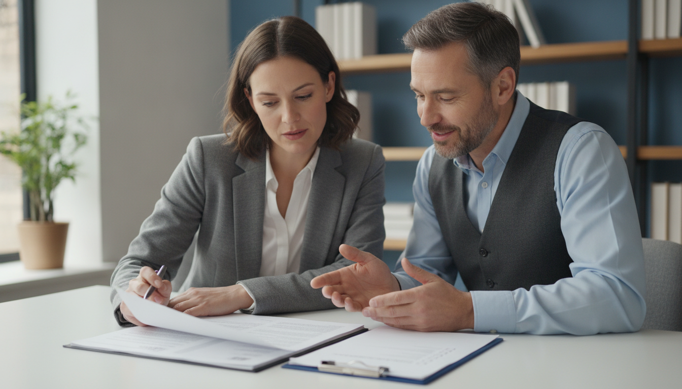 Homeowner reviewing a mortgage denial letter with a loan professional